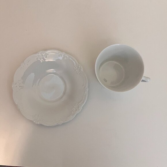 4 Christmas Tree Tirschenreuth Baronesse Teacups with Saucers Demitasse Germany - Picture 4 of 16